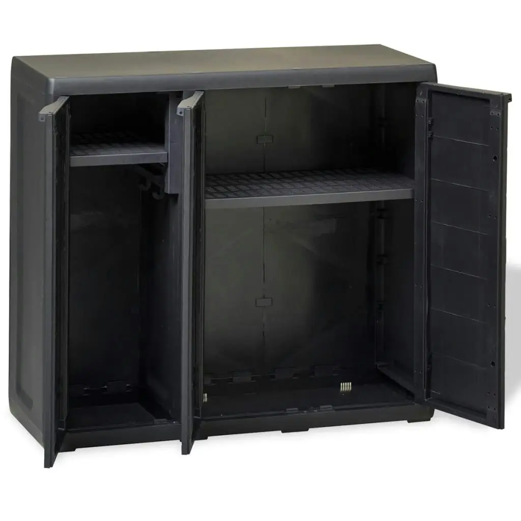 Garden Storage Cabinet with 2 Shelves Black 43704