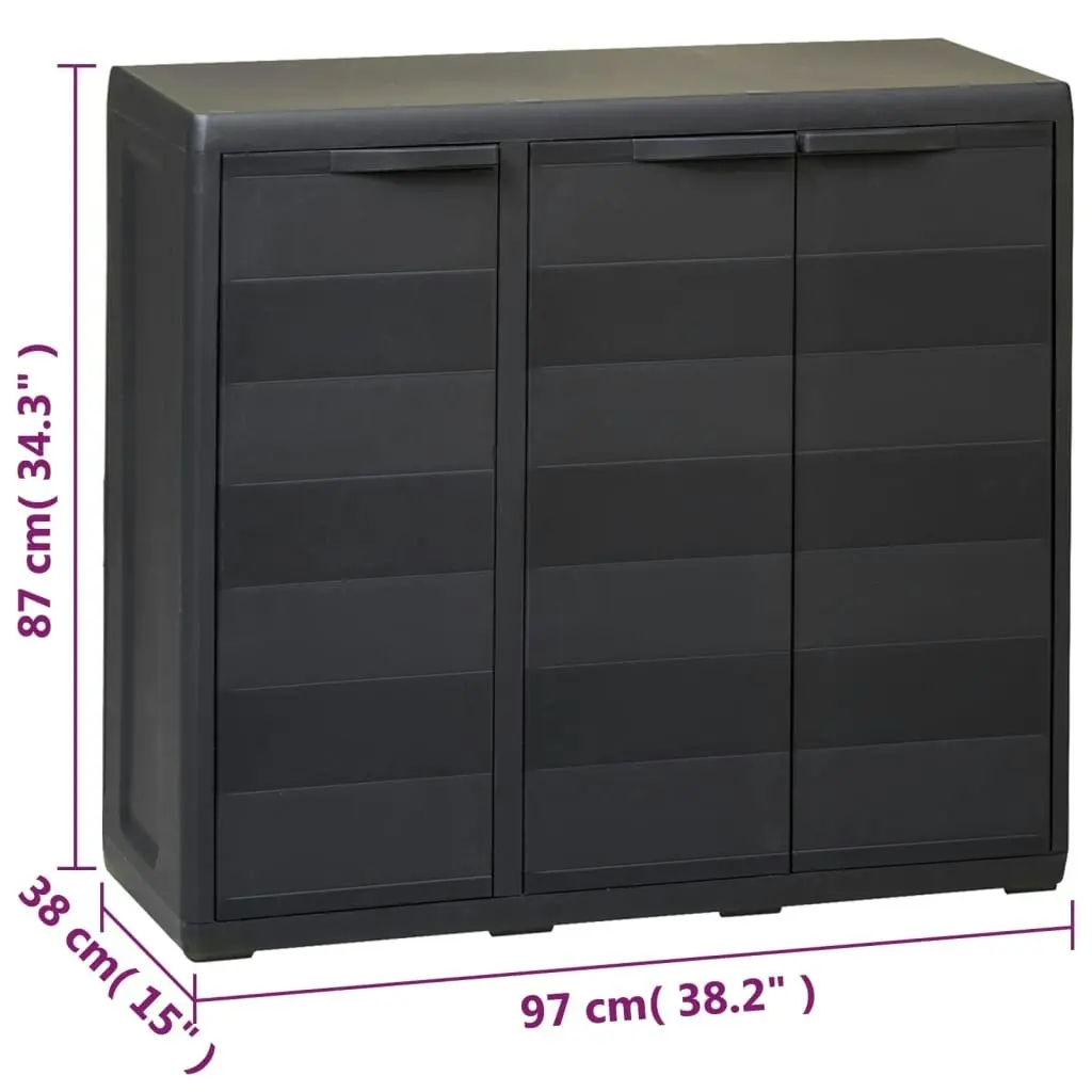 Garden Storage Cabinet with 2 Shelves Black 43704