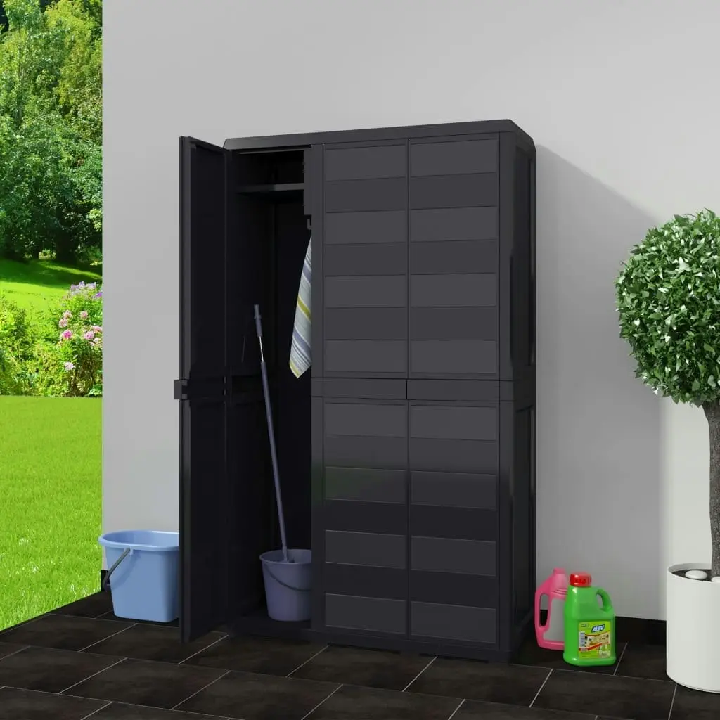 Garden Storage Cabinet with 4 Shelves Black 43700