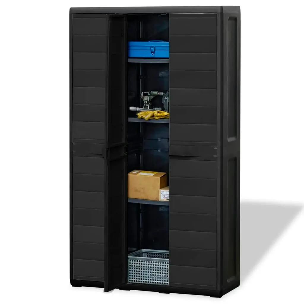 Garden Storage Cabinet with 4 Shelves Black 43700