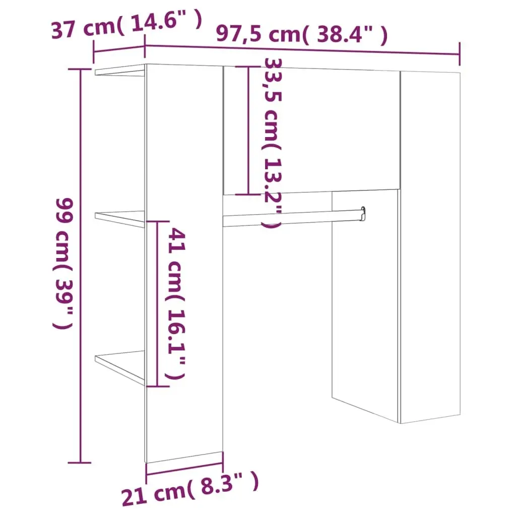 Hallway Cabinet White 97.5x37x99 cm Engineered Wood 808765