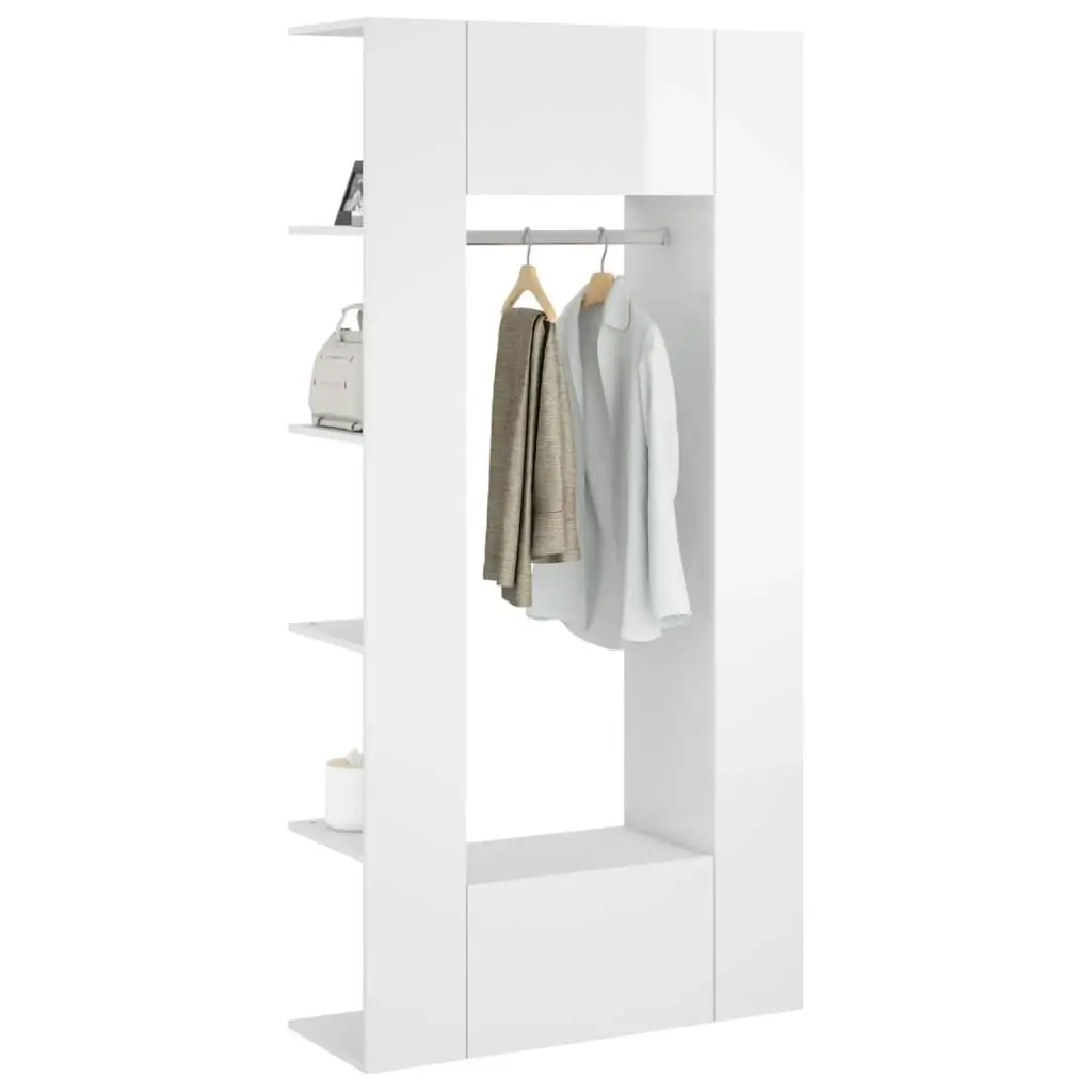 Hallway Cabinets 2 pcs High Gloss White Engineered Wood 3082041