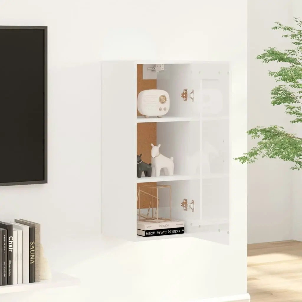 Hanging Cabinet High Gloss White 35x34x90 cm Engineered Wood 812480