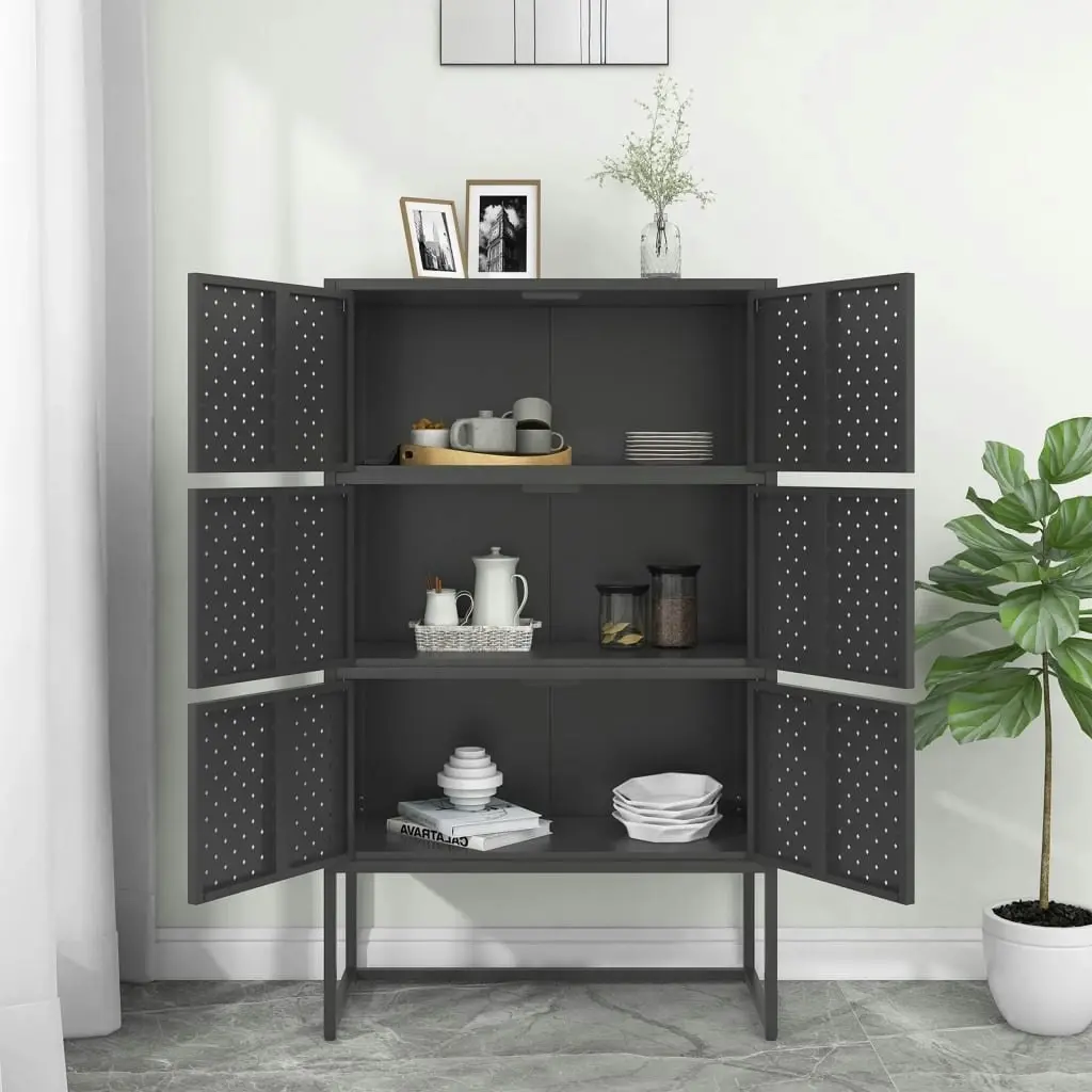 Highboard Anthracite 80x35x135 cm Steel 335879