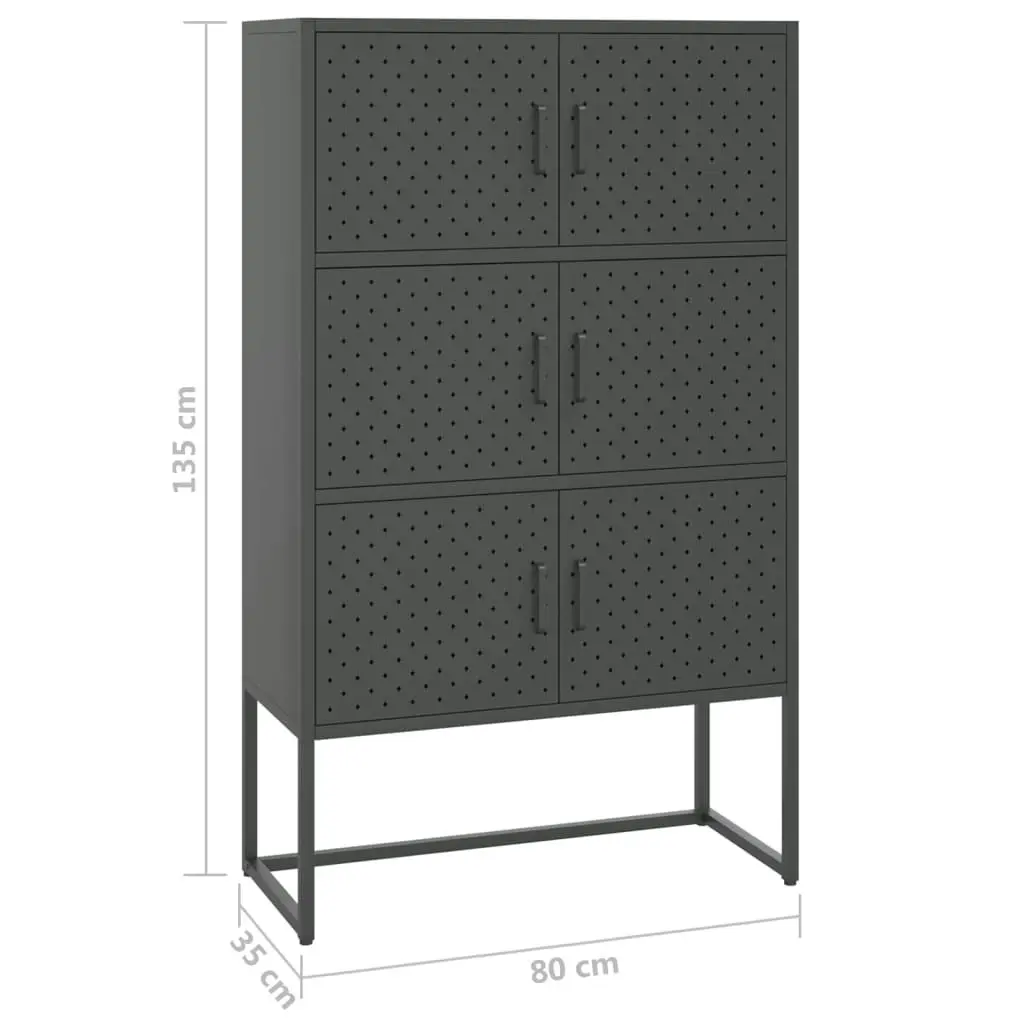 Highboard Anthracite 80x35x135 cm Steel 335879