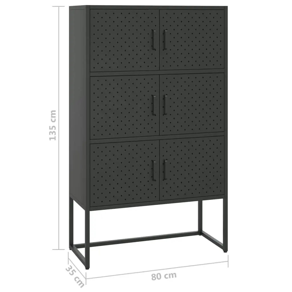 Highboard Black 80x35x135 cm Steel 335877