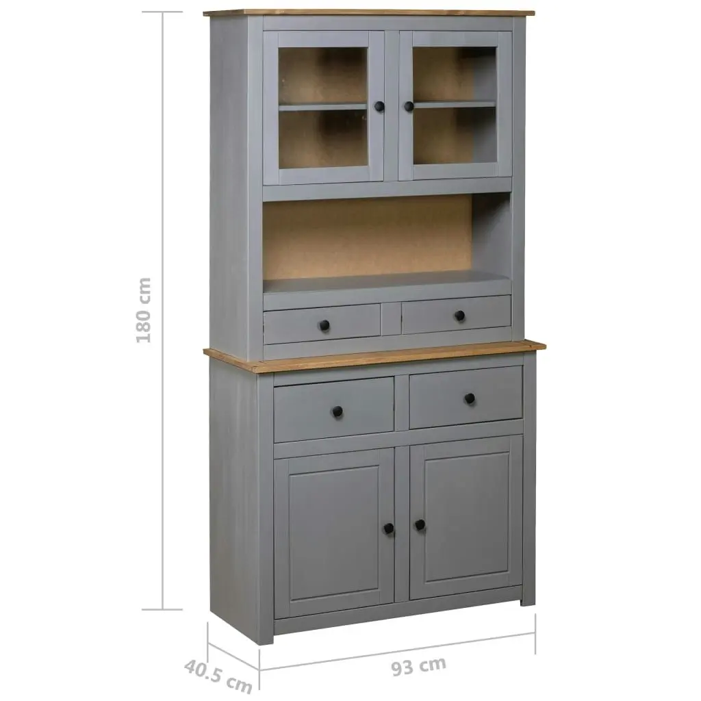 Highboard Grey 93x40.5x180 cm Solid Pine Panama Range 282701