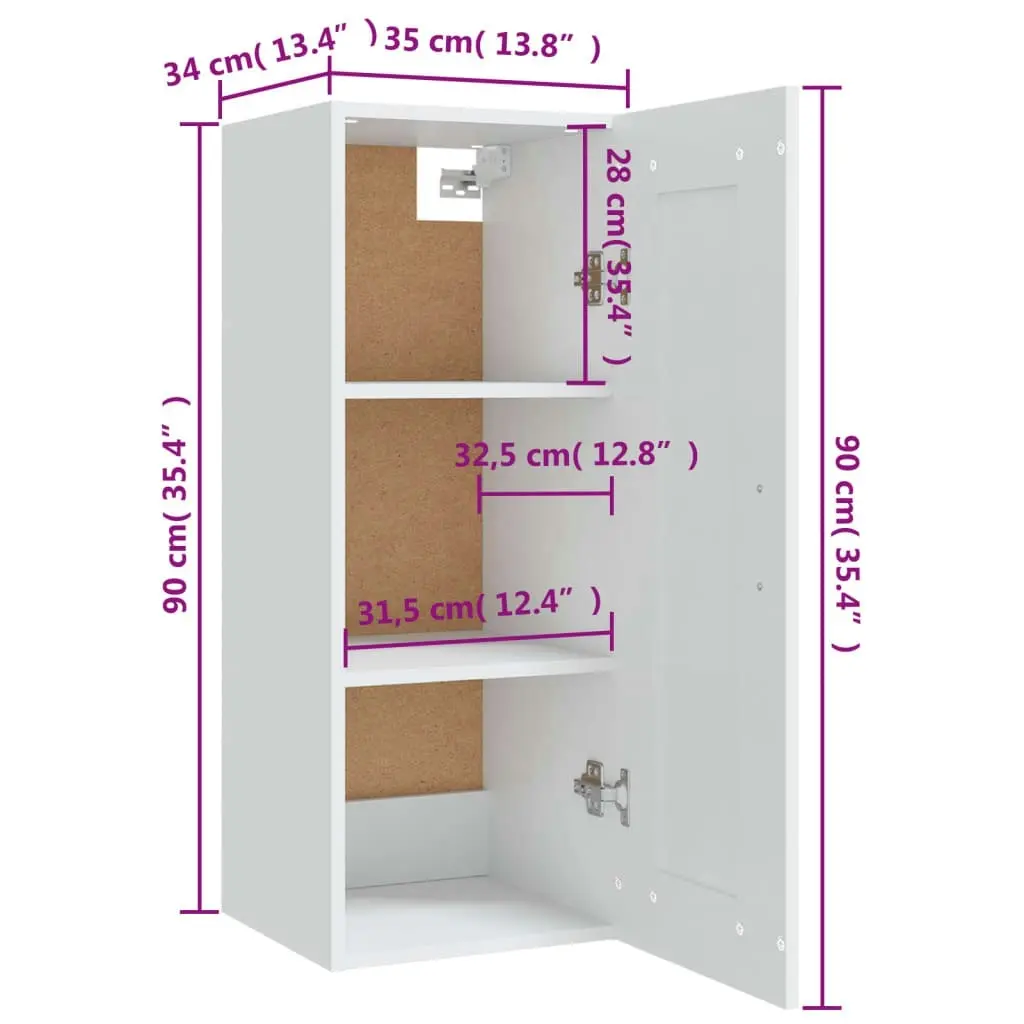 Hanging Cabinet White 35x34x90 cm Engineered Wood 812474