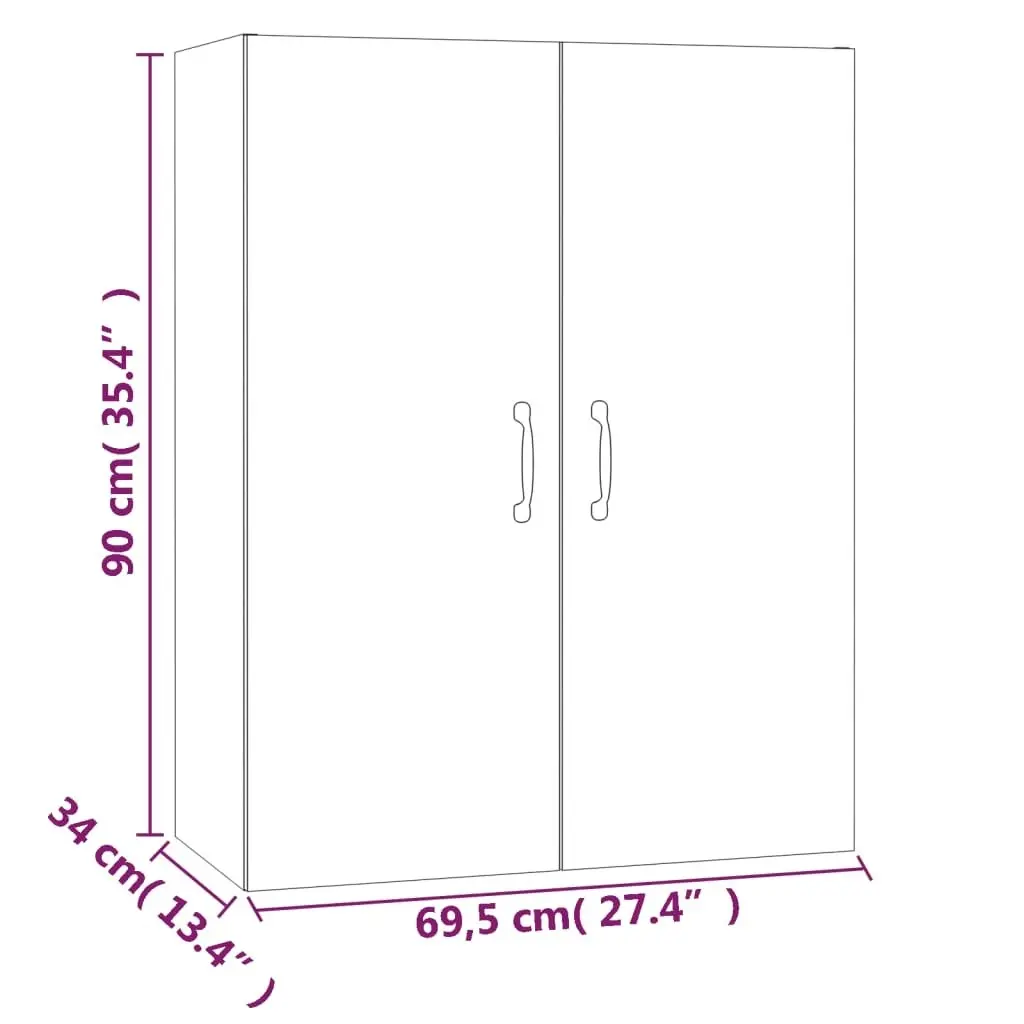 Hanging Cabinet White 69.5x34x90 cm Engineered Wood 812267