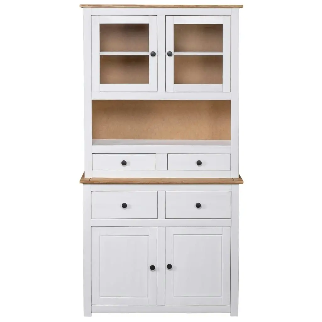 Highboard White 93x40.5x180 cm Solid Pinewood Panama Range 282702