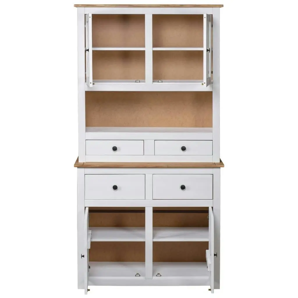 Highboard White 93x40.5x180 cm Solid Pinewood Panama Range 282702