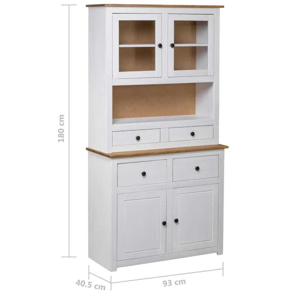 Highboard White 93x40.5x180 cm Solid Pinewood Panama Range 282702