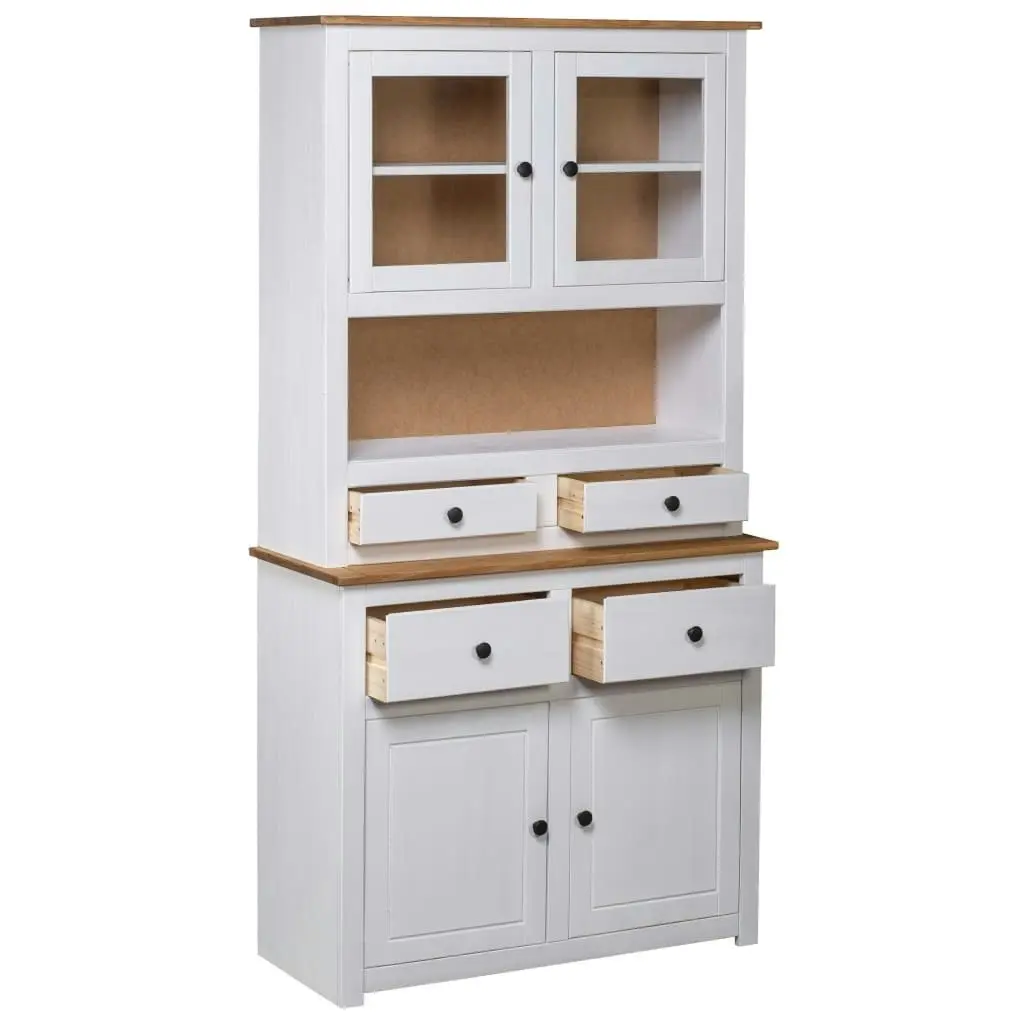 Highboard White 93x40.5x180 cm Solid Pinewood Panama Range 282702