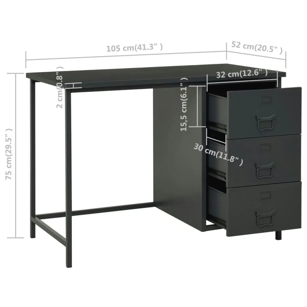 Industrial Desk with Drawers Anthracite 105x52x75 cm Steel 339636