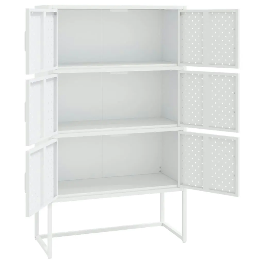 Highboard White 80x35x135 cm Steel 335878