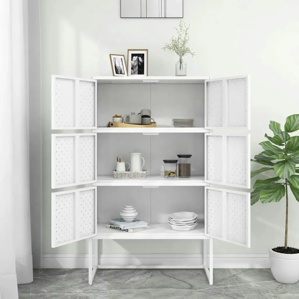 Highboard White 80x35x135 cm Steel 335878