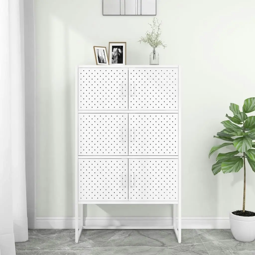 Highboard White 80x35x135 cm Steel 335878