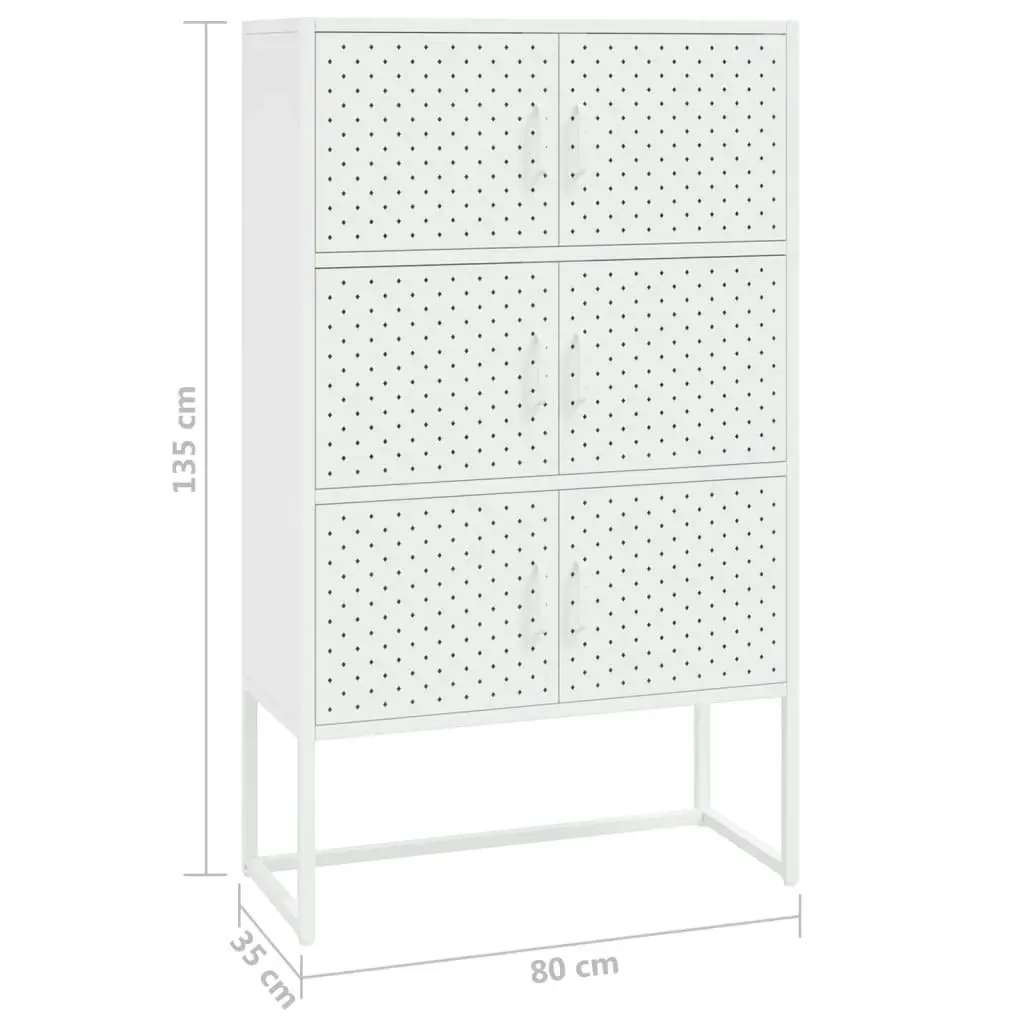 Highboard White 80x35x135 cm Steel 335878