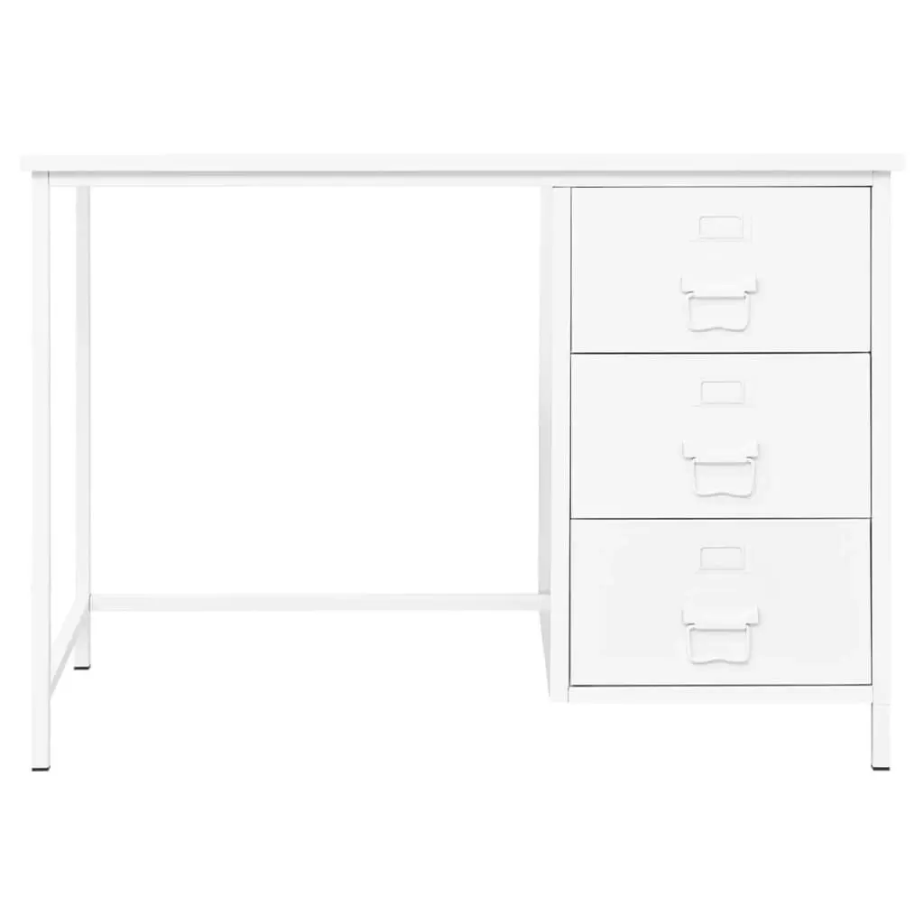 Industrial Desk with Drawers White 105x52x75 cm Steel 339635