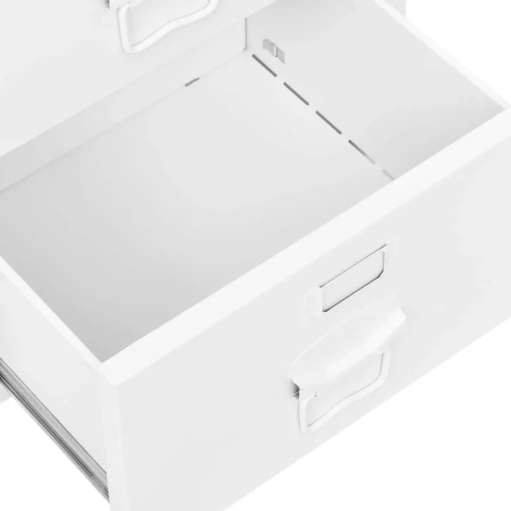 Industrial Desk with Drawers White 105x52x75 cm Steel 339635