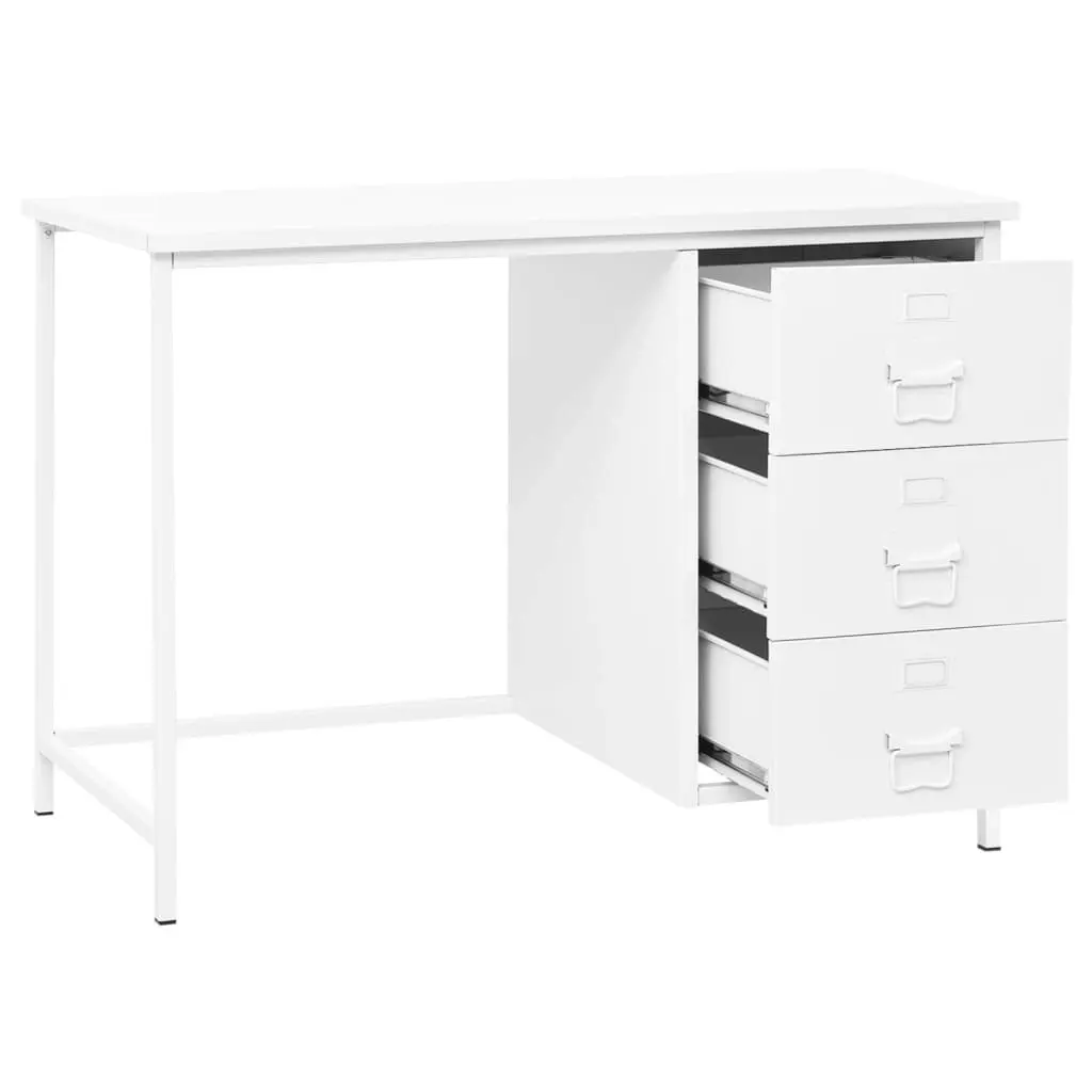 Industrial Desk with Drawers White 105x52x75 cm Steel 339635