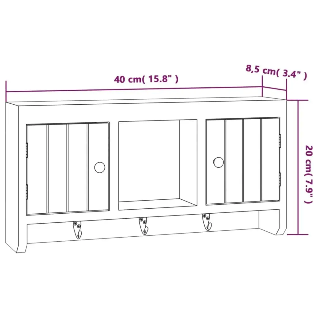 Key Cabinet White 40x8.5x20 cm Engineered Wood&Steel 350631