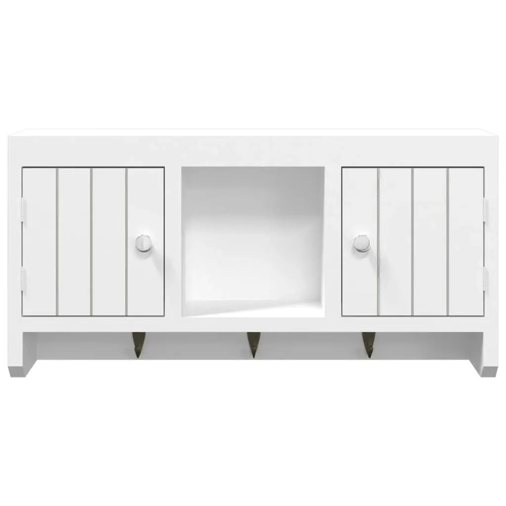 Key Cabinet White 40x8.5x20 cm Engineered Wood&Steel 350631