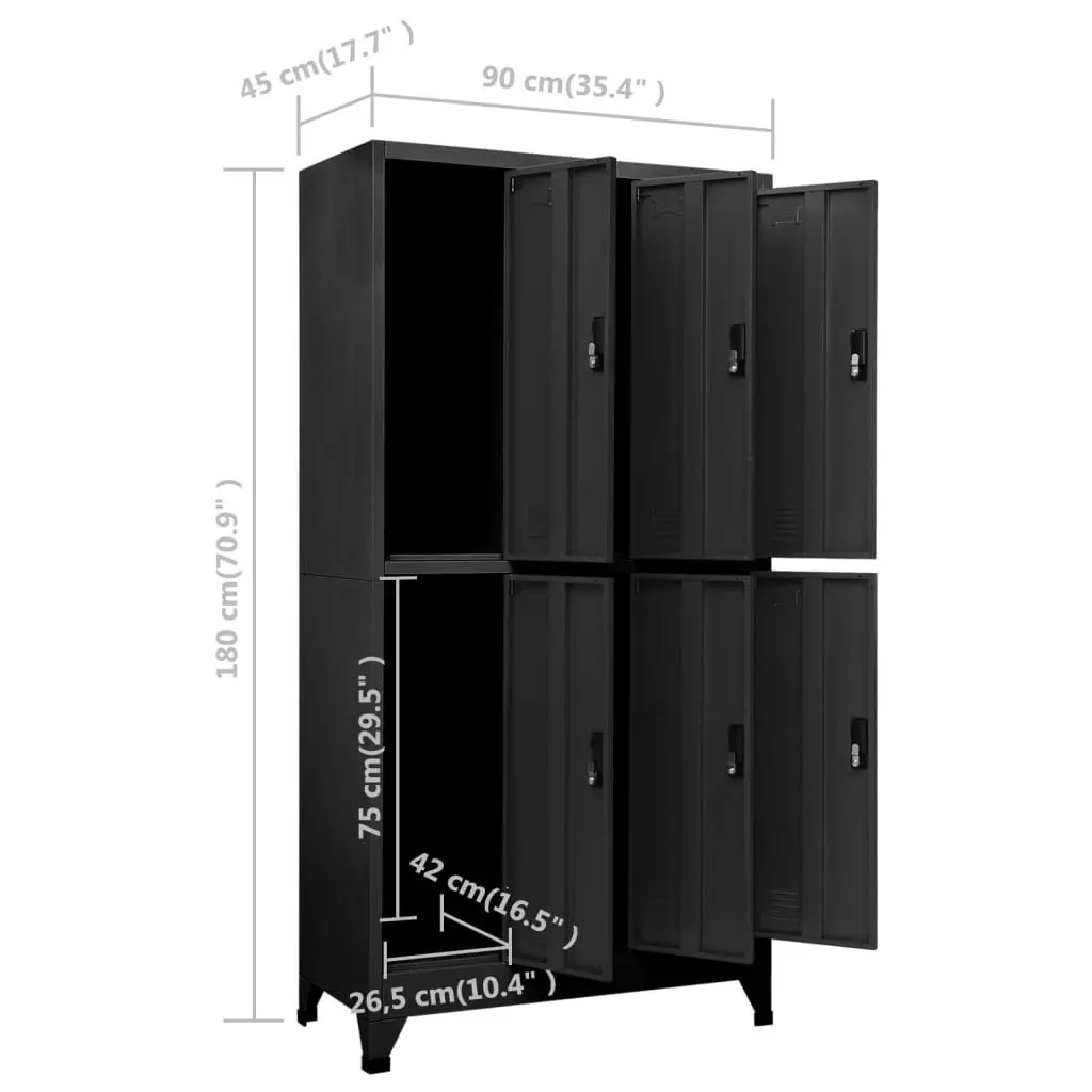 Locker Cabinet Anthracite 90x45x180 cm Steel 339799