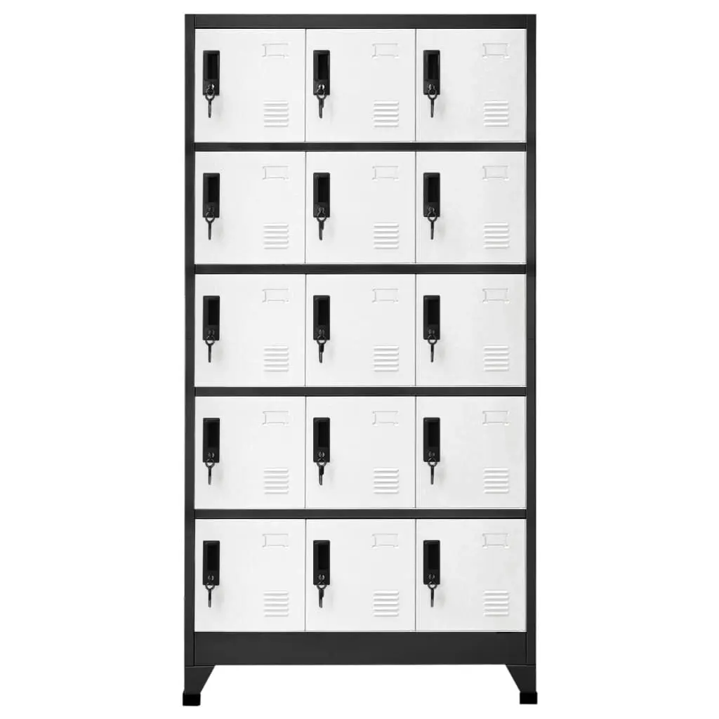 Locker Cabinet Anthracite and White 90x40x180 cm Steel 339824