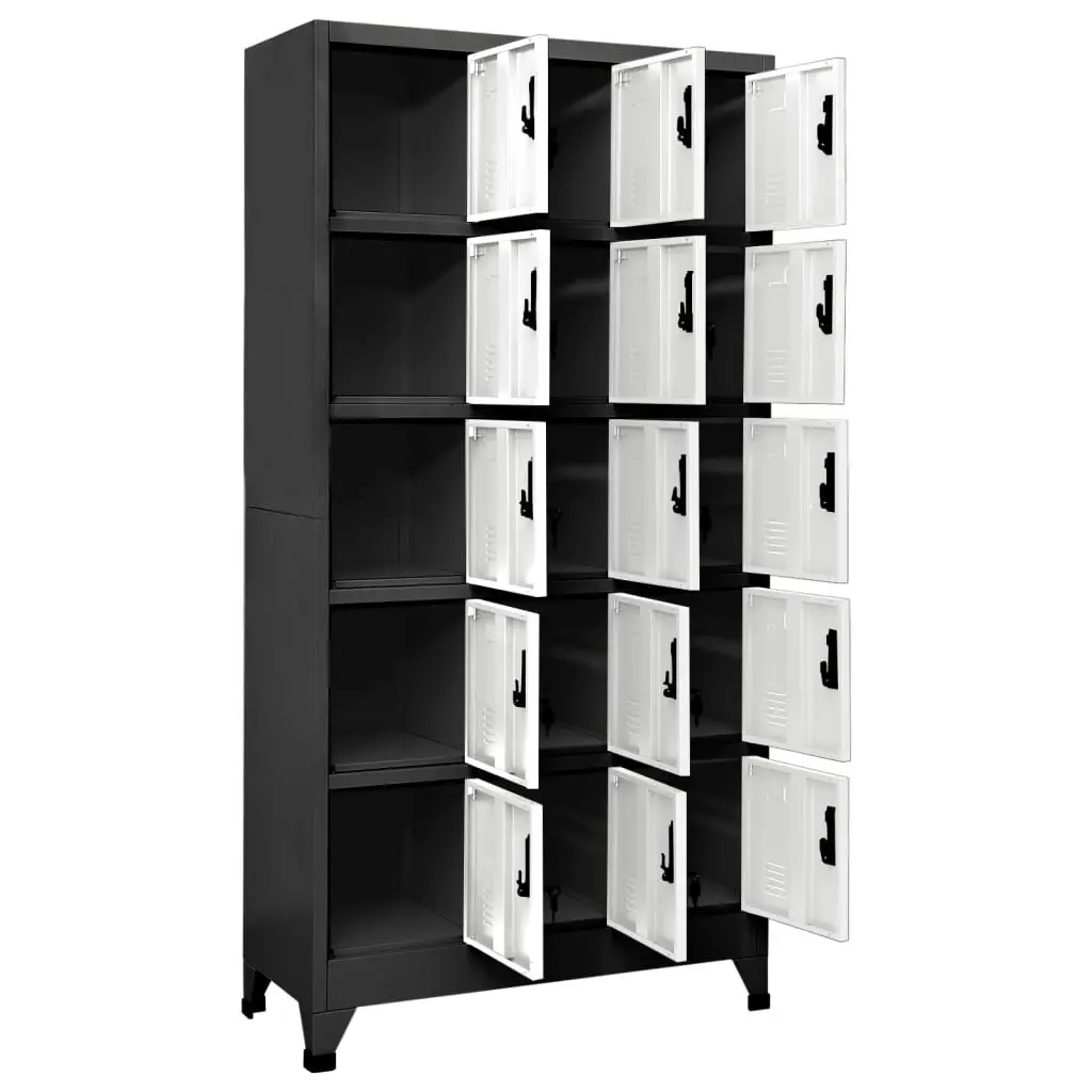 Locker Cabinet Anthracite and White 90x40x180 cm Steel 339824