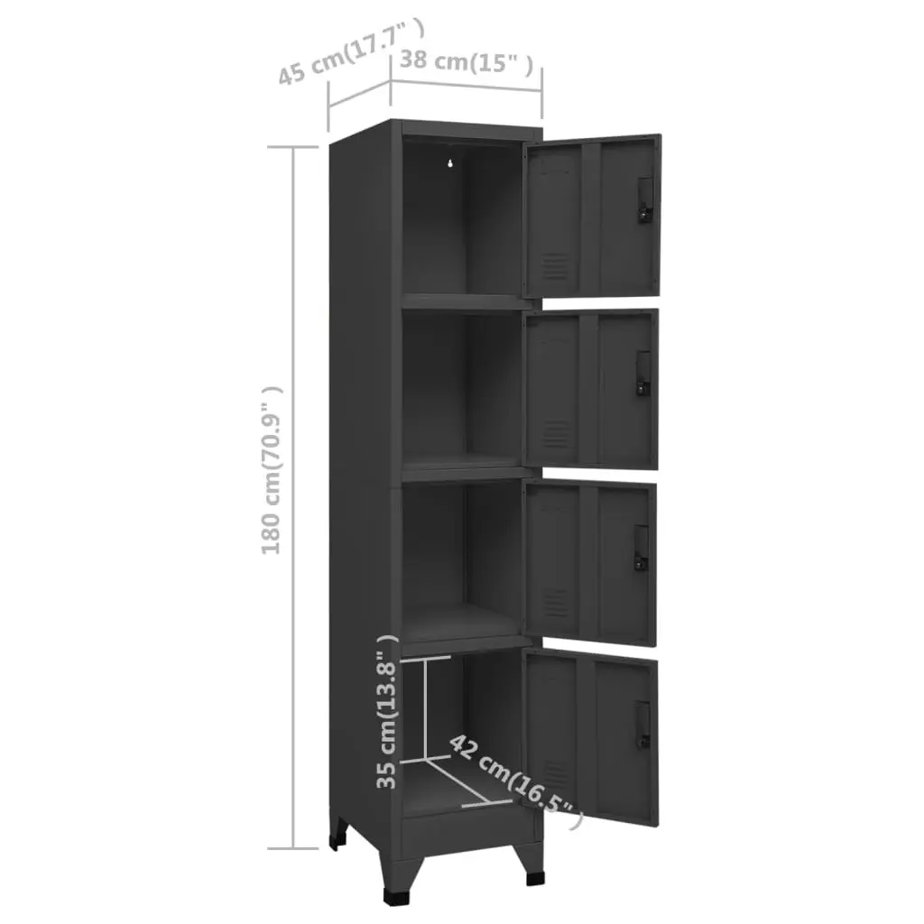 Locker Cabinet Anthracite 38x45x180 cm Steel 339787