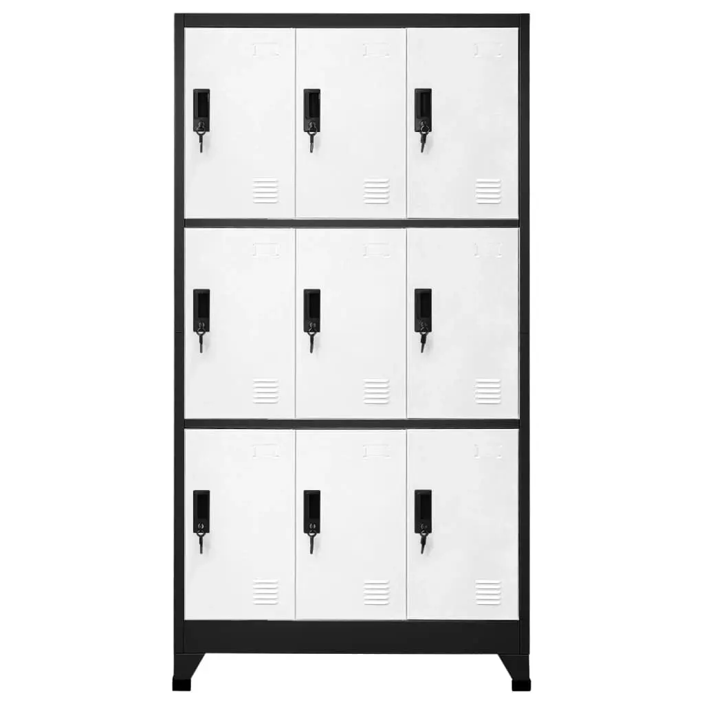 Locker Cabinet Anthracite and White 90x45x180 cm Steel 339808