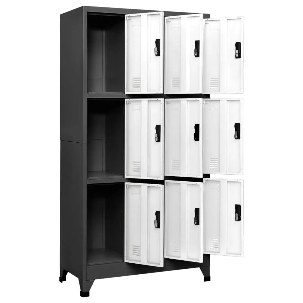 Locker Cabinet Anthracite and White 90x45x180 cm Steel 339808