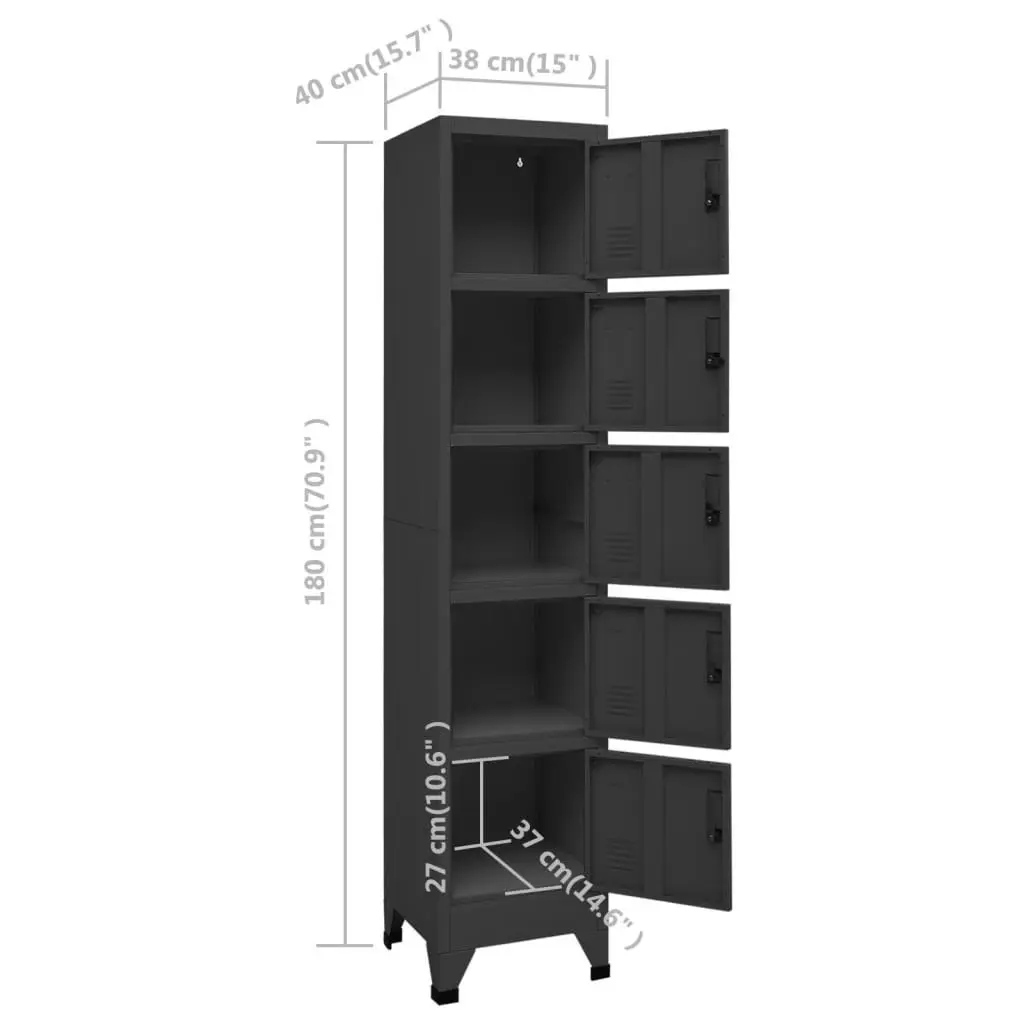 Locker Cabinet Anthracite 38x40x180 cm Steel 339791