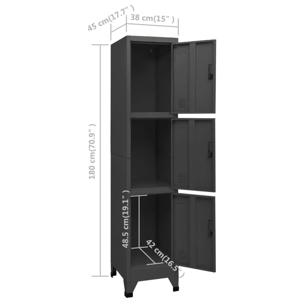 Locker Cabinet Anthracite 38x45x180 cm Steel 339783