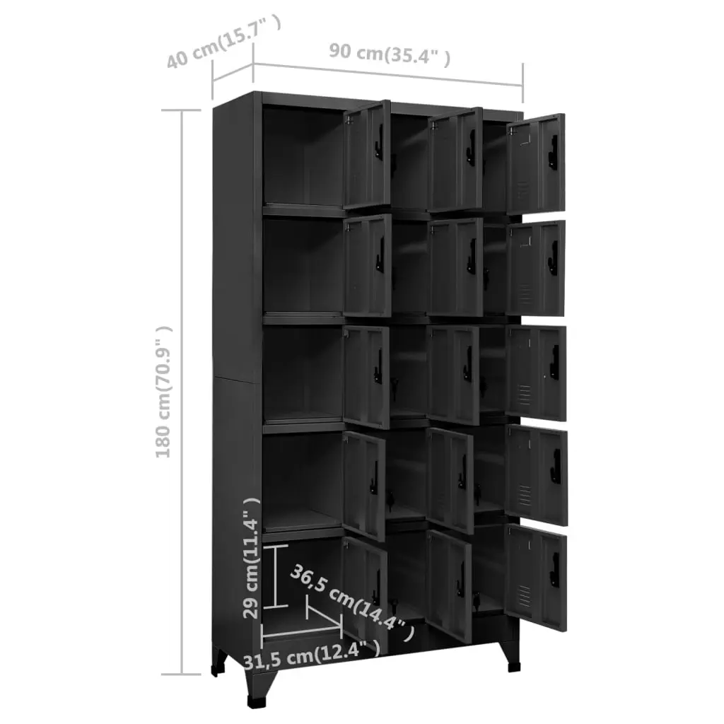 Locker Cabinet Anthracite 90x40x180 cm Steel 339823