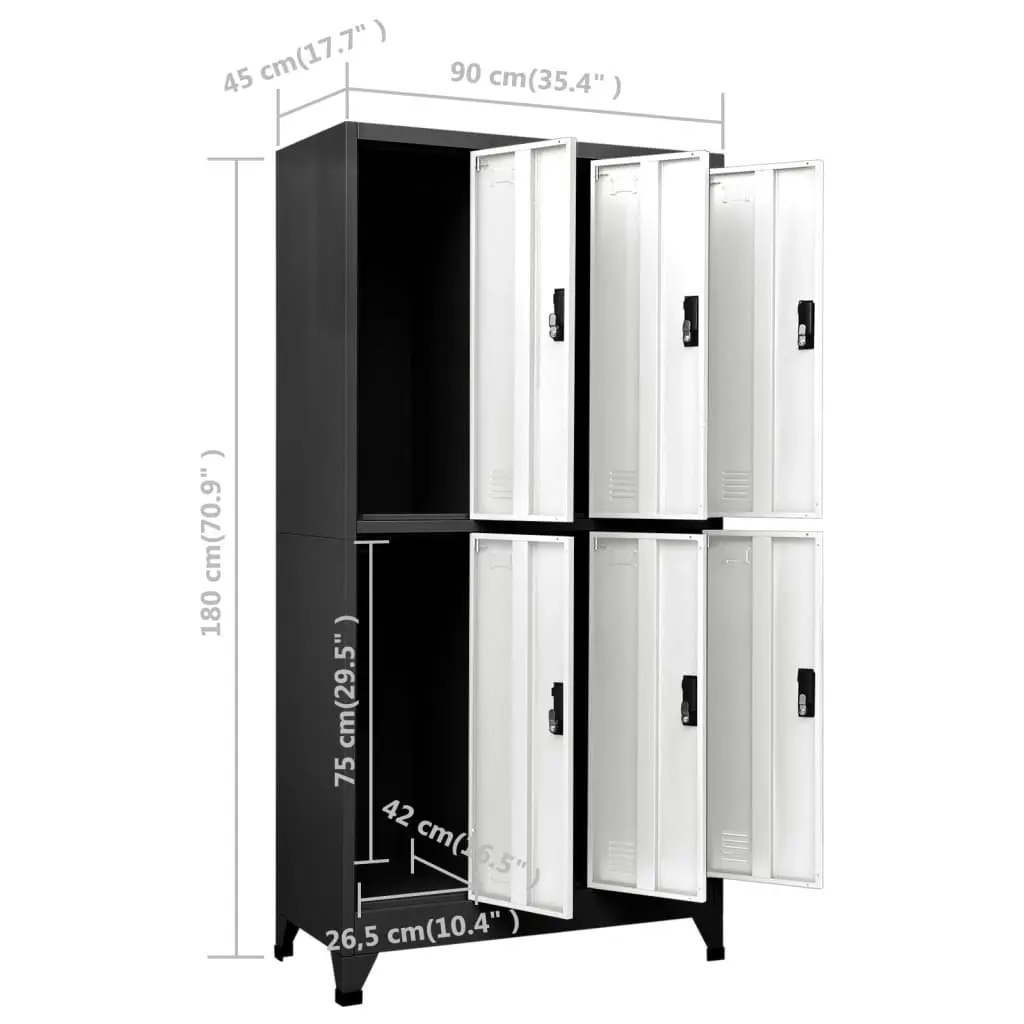 Locker Cabinet Anthracite and White 90x45x180 cm Steel 339800