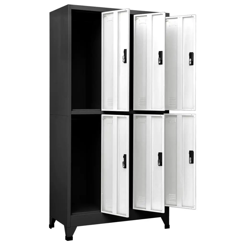 Locker Cabinet Anthracite and White 90x45x180 cm Steel 339800