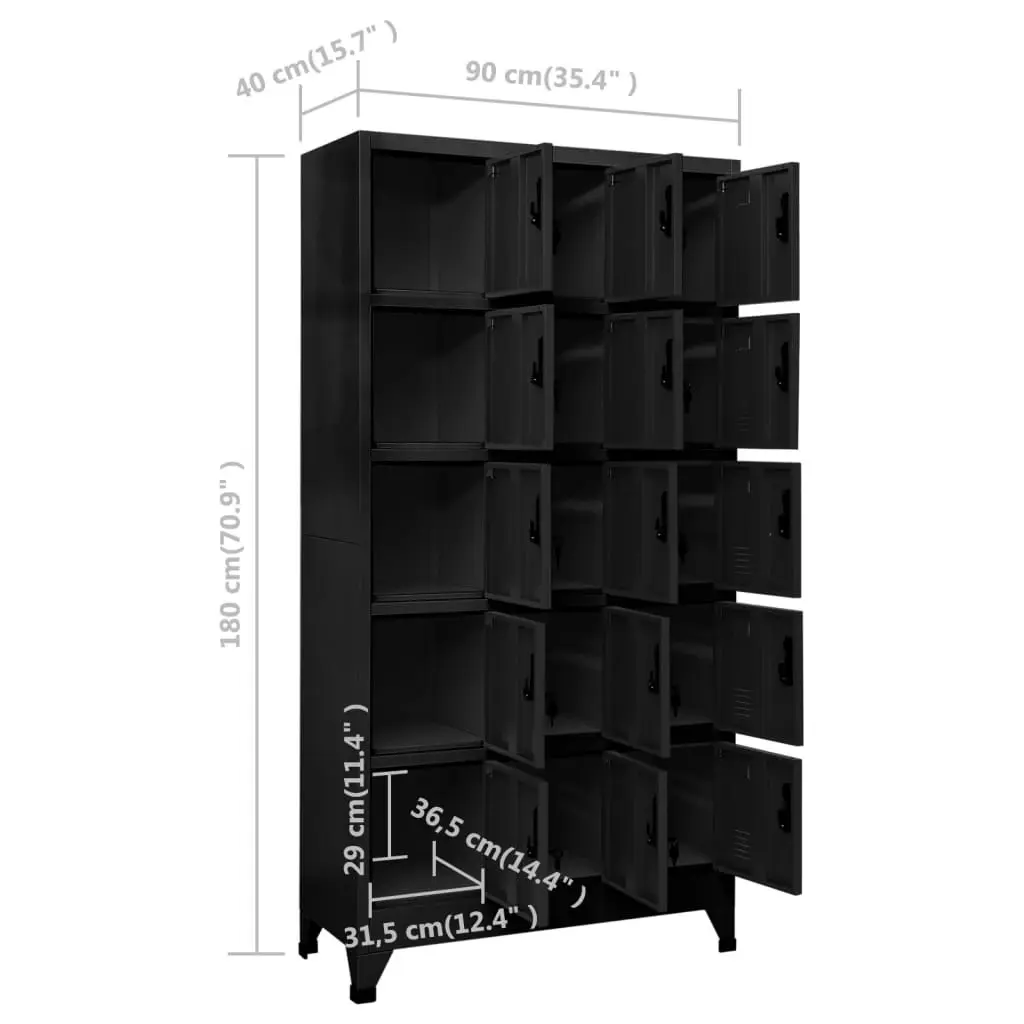 Locker Cabinet Black 90x40x180 cm Steel 339822