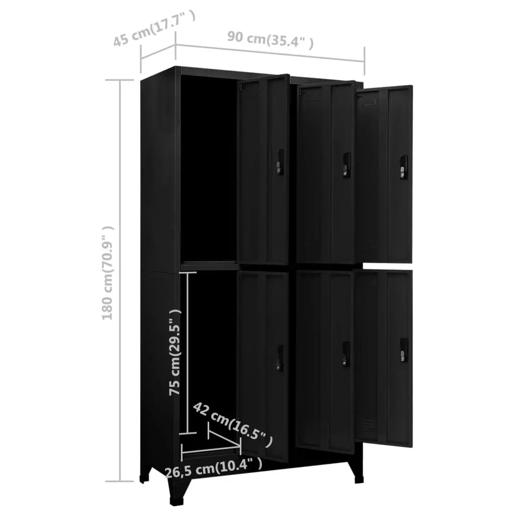 Locker Cabinet Black 90x45x180 cm Steel 339798