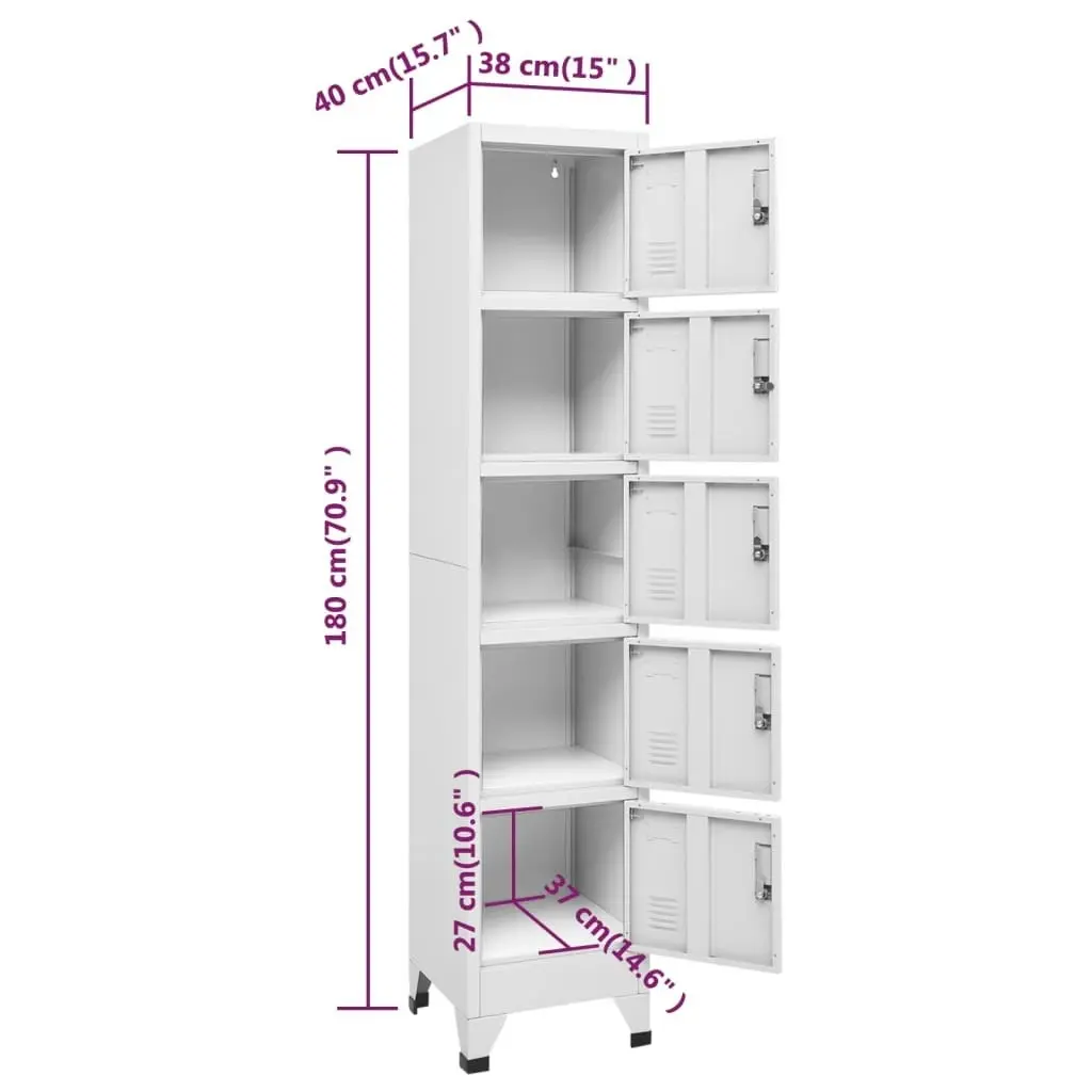 Locker Cabinet Light Grey 38x40x180 cm Steel 339789