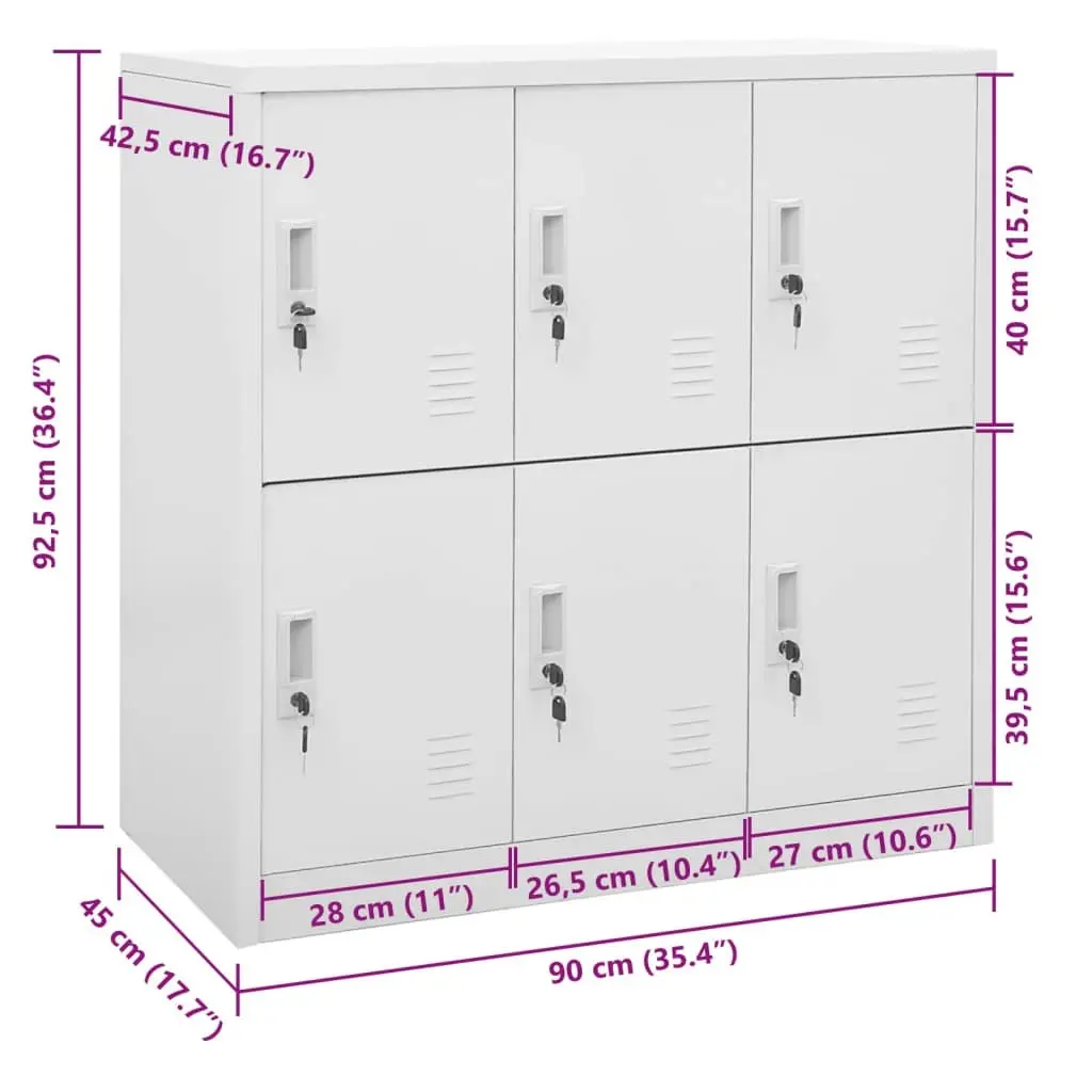 Locker Cabinet Light Grey 90x45x92.5 cm Steel 336436