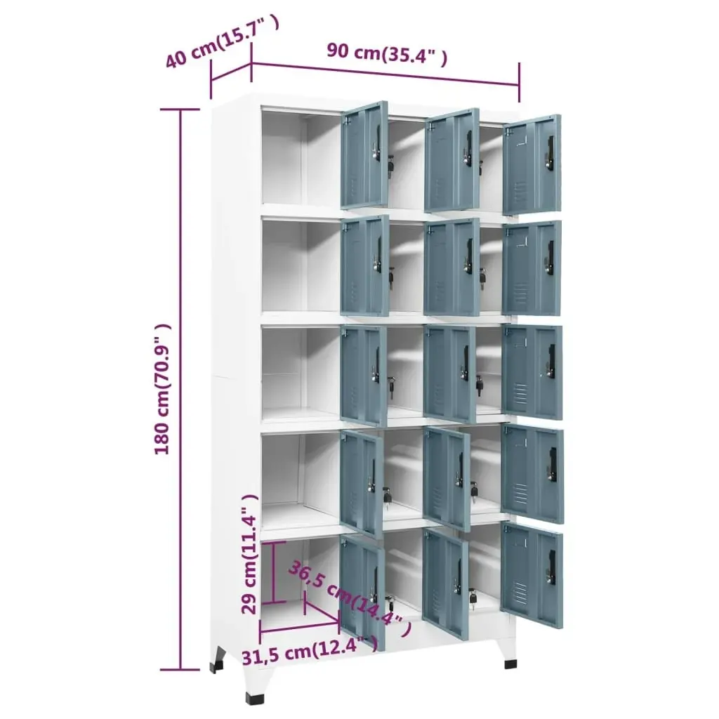 Locker Cabinet Light Grey and Dark Grey 90x40x180 cm Steel 339827