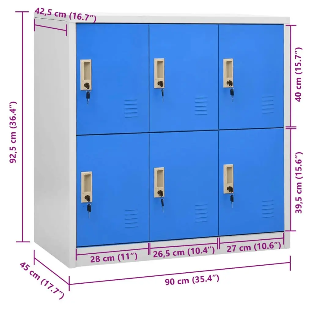 Locker Cabinet Light Grey and Blue 90x45x92.5 cm Steel 336437