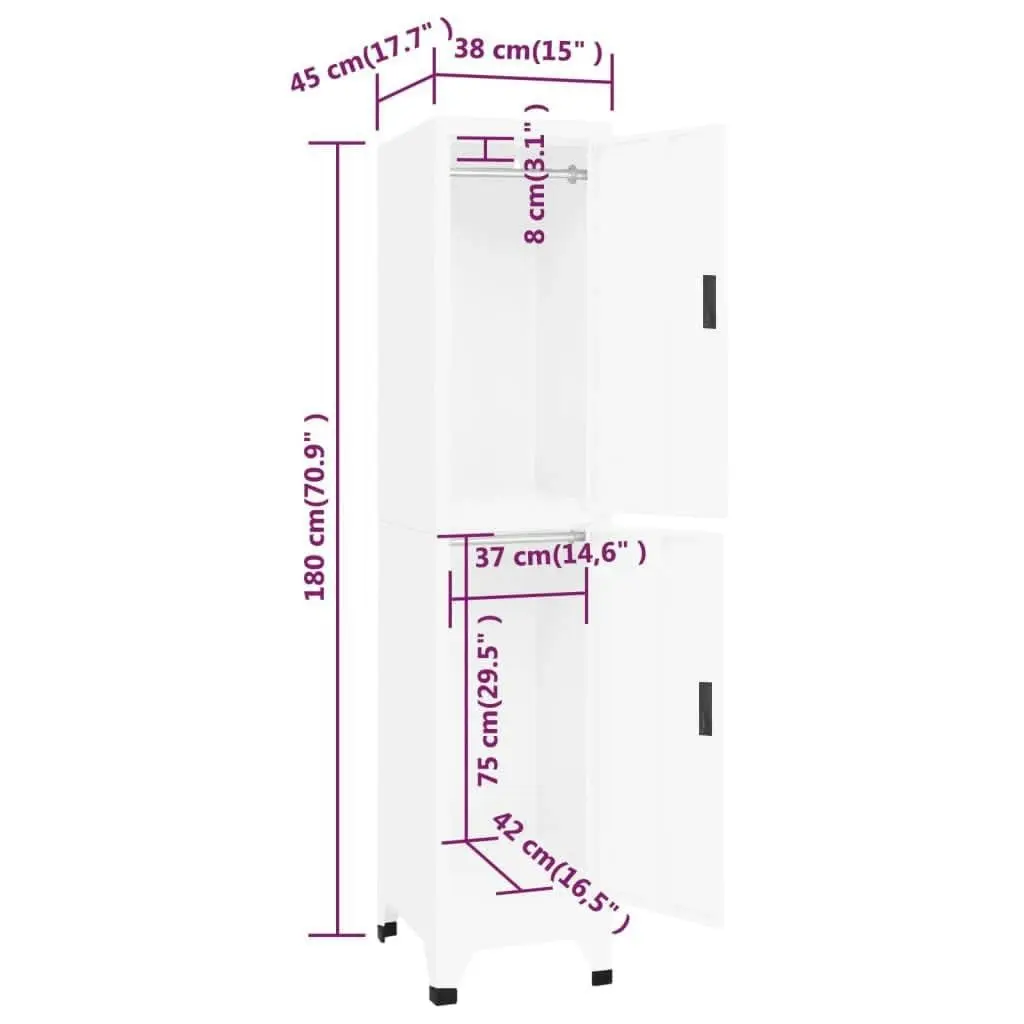 Locker Cabinet White 38x45x180 cm Steel 339776