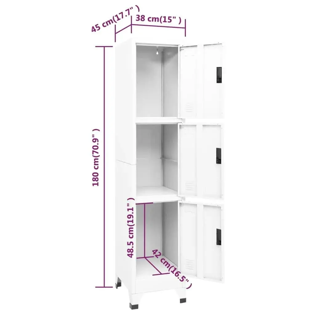 Locker Cabinet White 38x45x180 cm Steel 339780