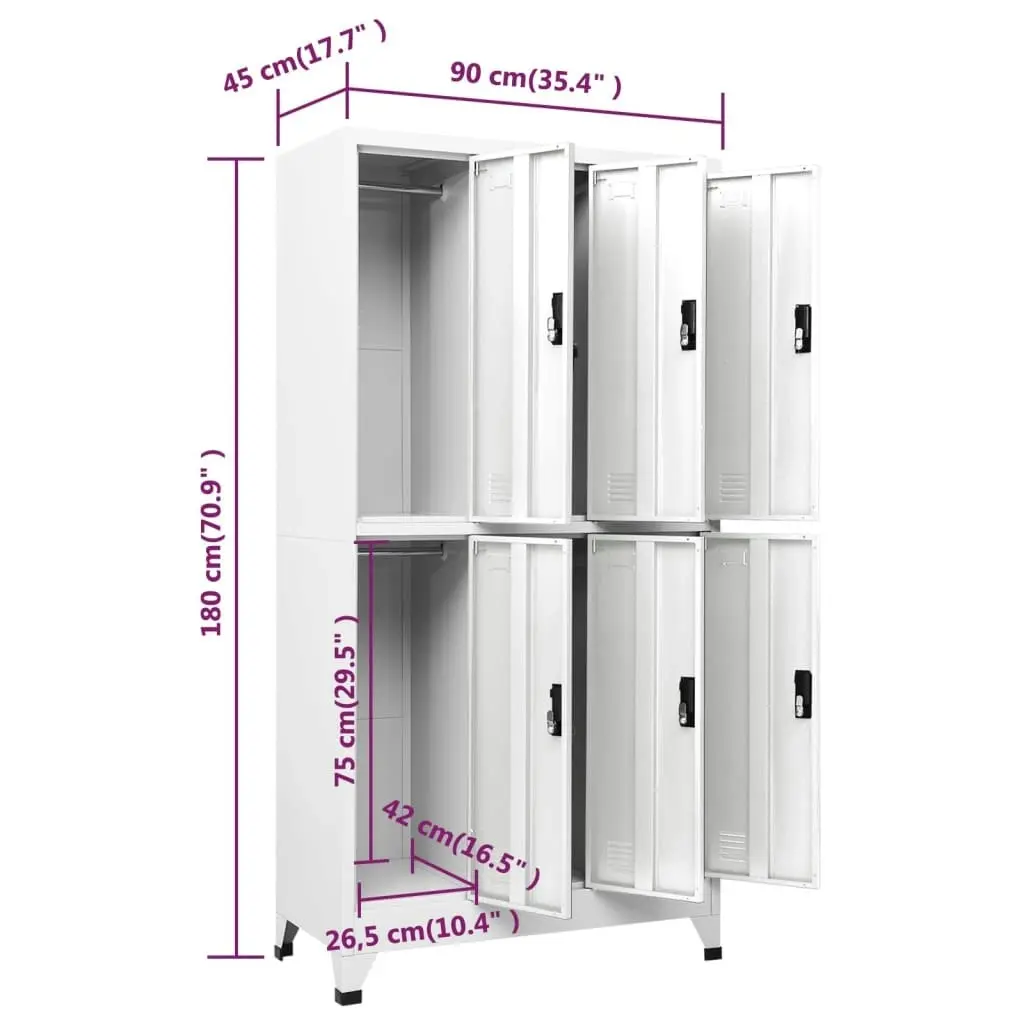 Locker Cabinet White 90x45x180 cm Steel 339796