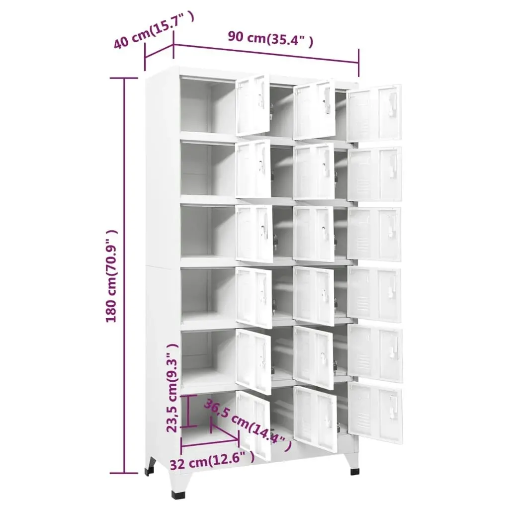 Locker Cabinet with 18 Compartments Metal 90x40x180 cm 245966