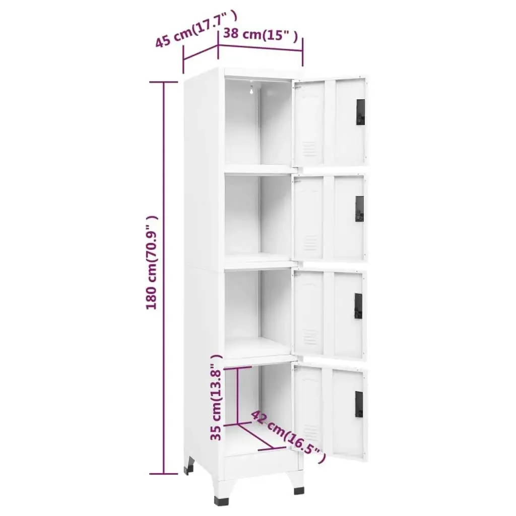 Locker Cabinet White 38x45x180 cm Steel 339784