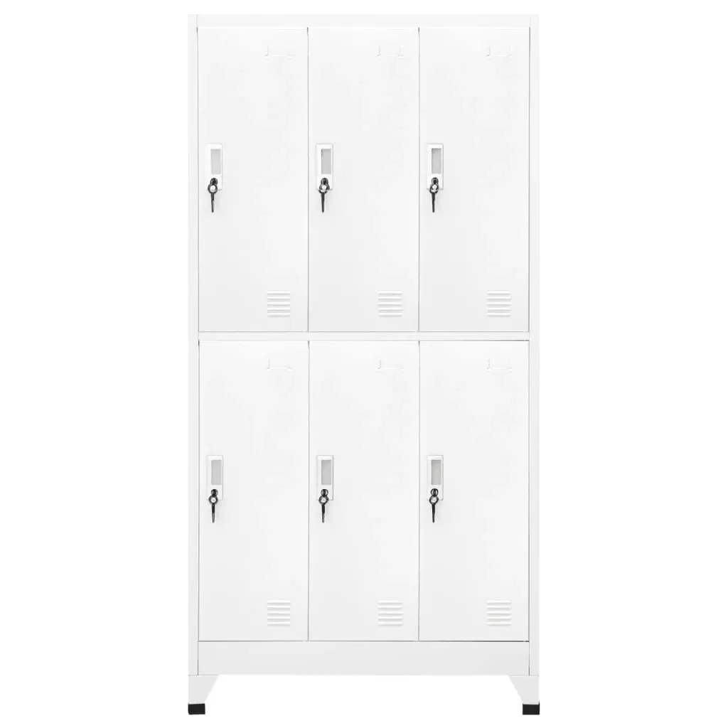 Locker Cabinet with 6 Compartments Steel 90x45x180 cm Grey 20156